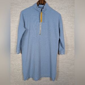 Lilla P Half Zip Waffle Dress Periwinkle Blue Orange Small
